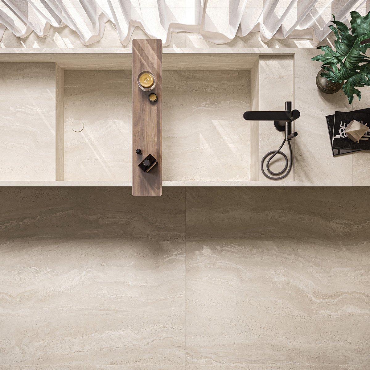 Begati Pearl Travertin Badkamer keramische travertin look