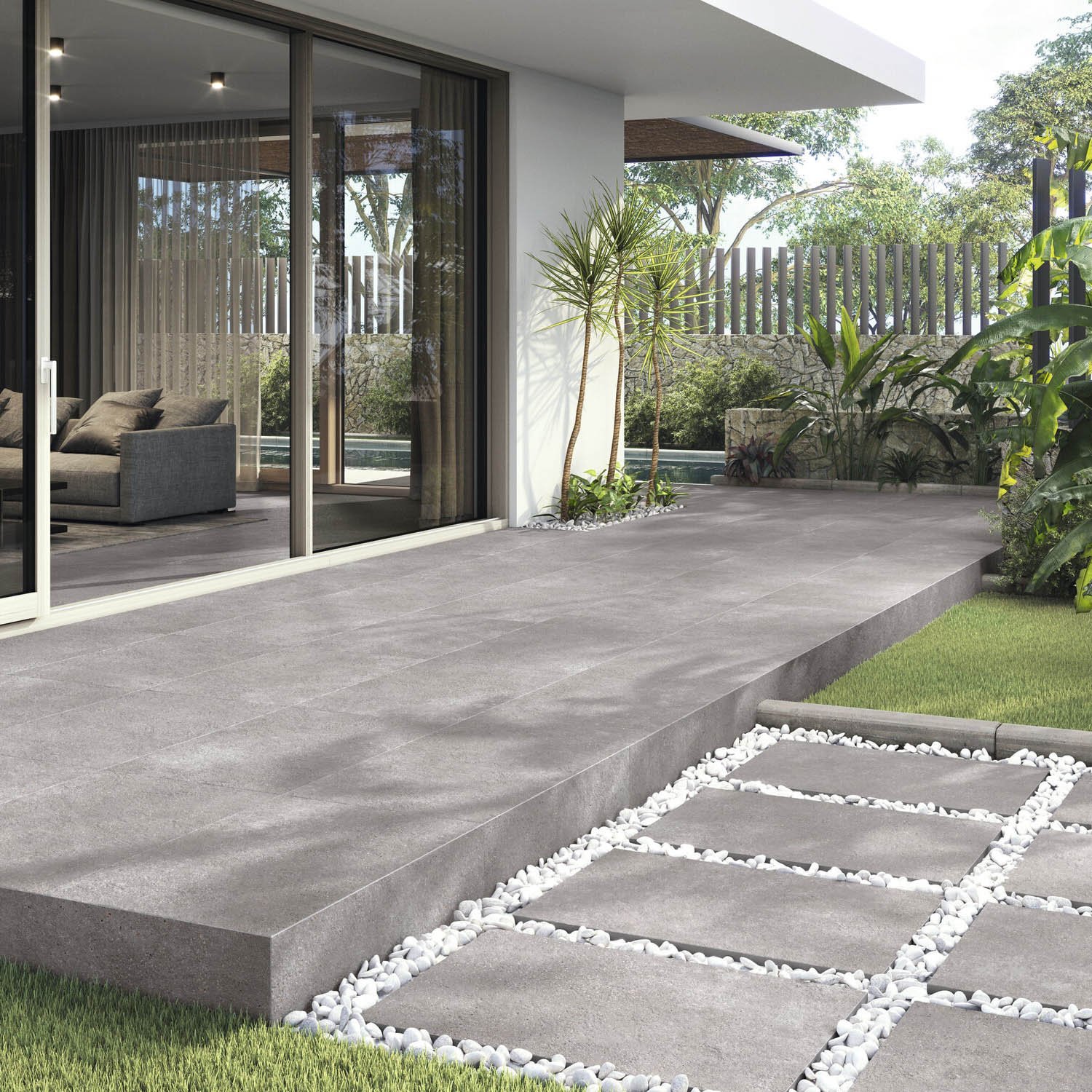 Tarmac Fume Terras keramische betonlook tegels