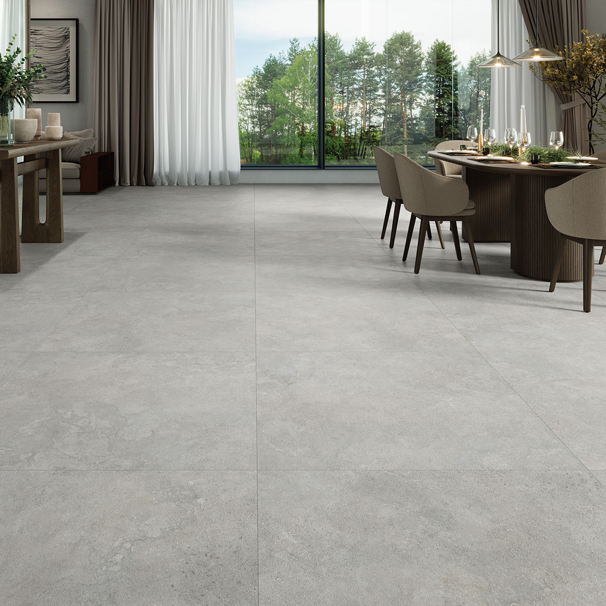 Anselm Grey Woonkamer keramische stonelook tegel