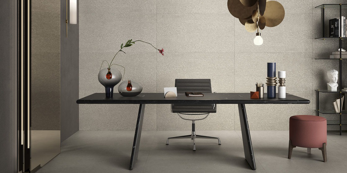 Atlantica Perle office bureau werkruimte keramische stonelook tegel