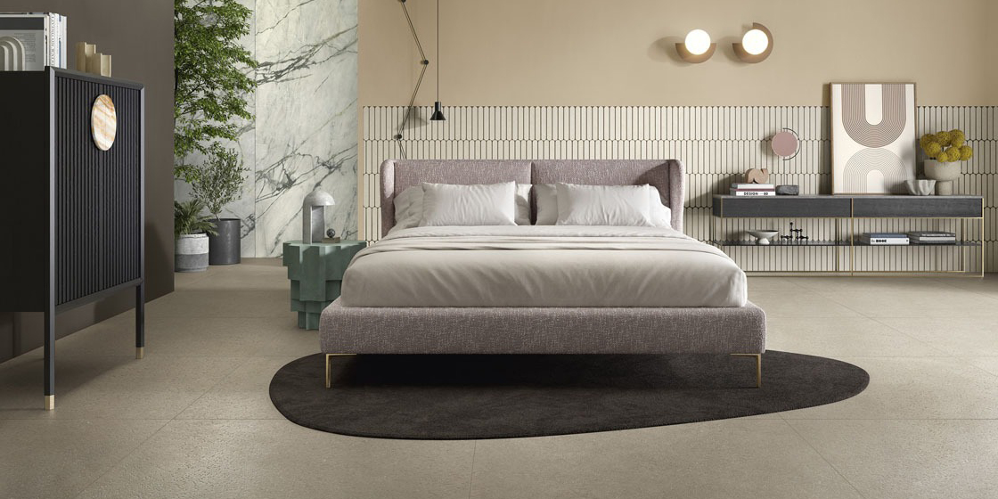 Atlantica Toffee Slaapkamer keramische stonelook tegel