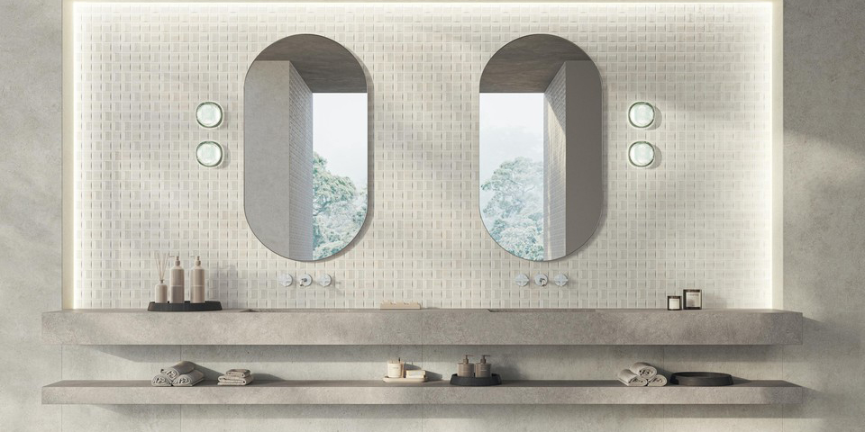 Belli Haze en 3D Qube Glow Grey badkamer