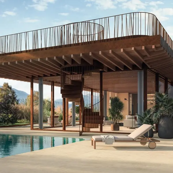 Cava Dune Terras Zwembad keramische stonelook tegel