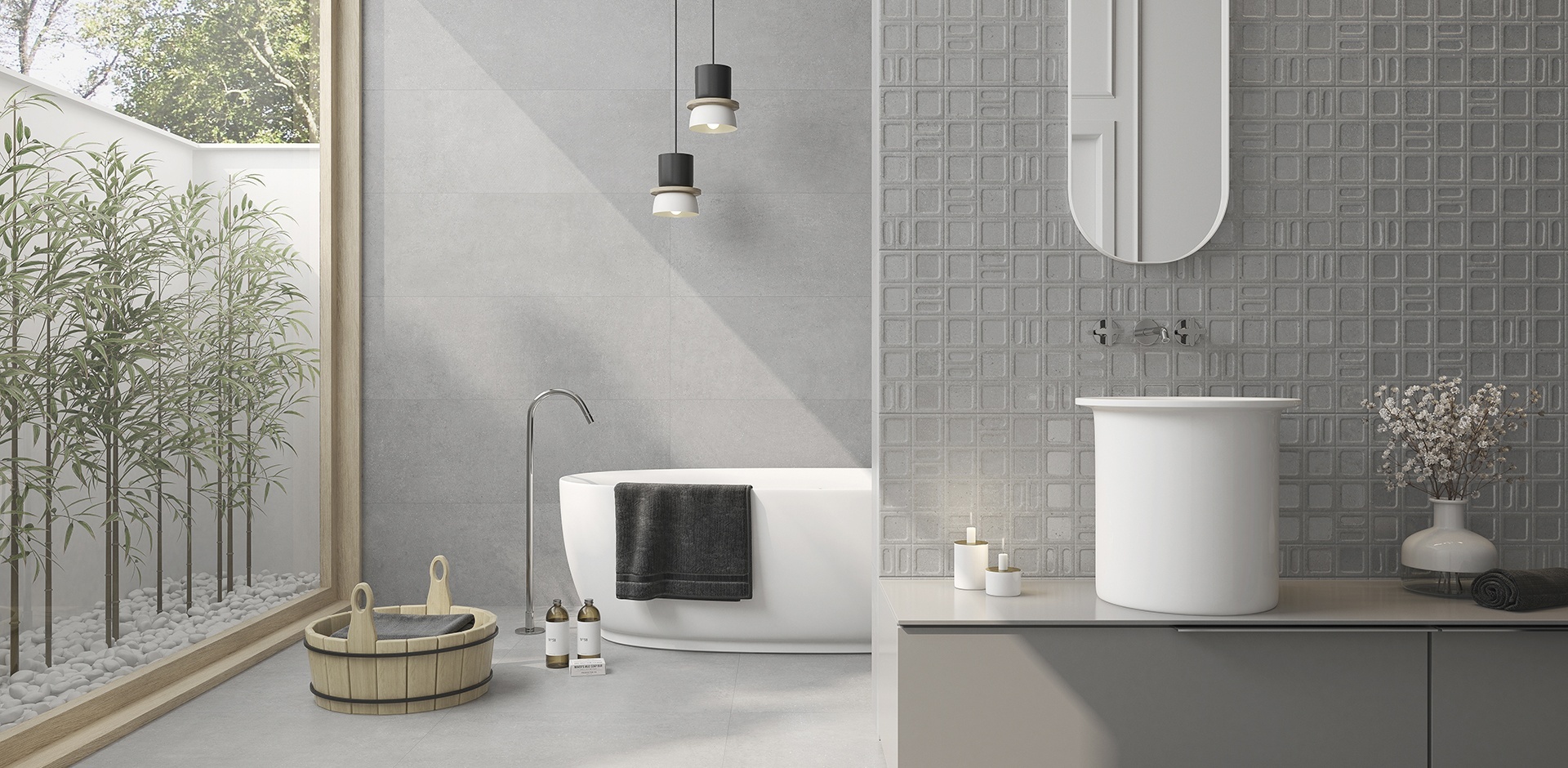 Gravier Grey Badkamer keramische betonlook tegel