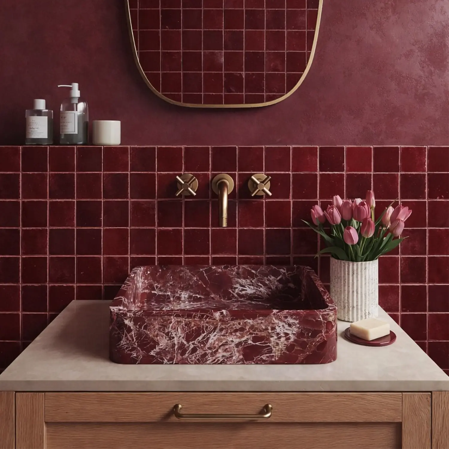 Maghreb Marrakech Red Bordeaux Wandtegels