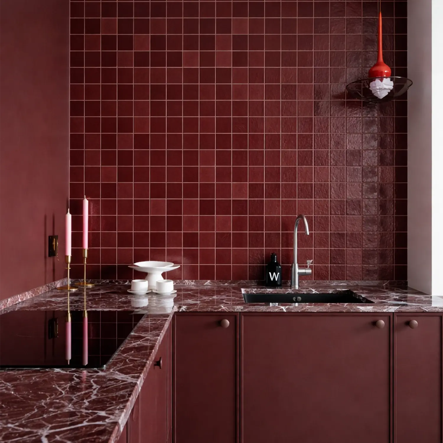 Maghreb Oudja Brown Keuken bordeaux spatwand Wandtegels