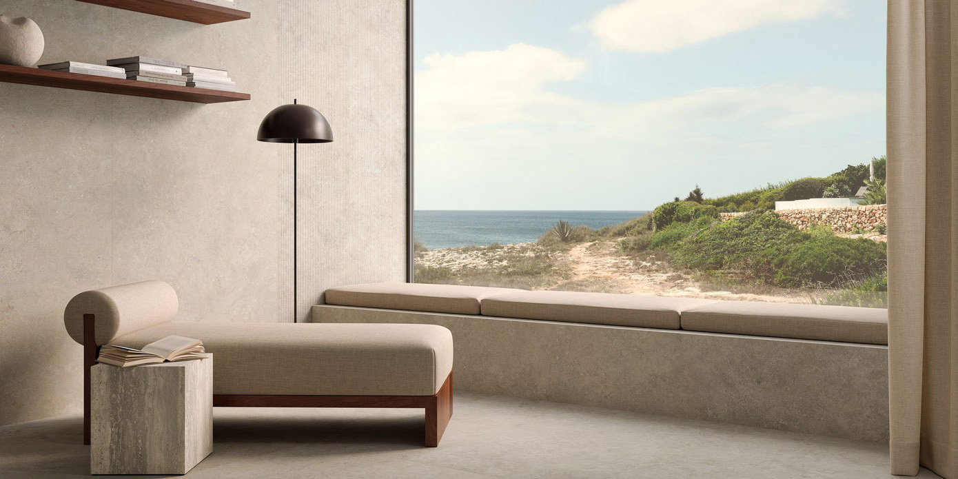 Meditara Grigio Zitkamer keramische natuursteen look