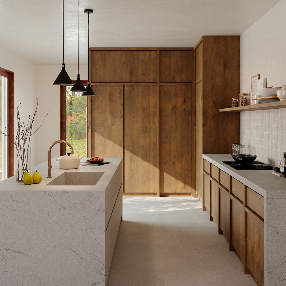 Meditara Grigio en Grigio Mosaico Stick Keuken keramische natuursteen look