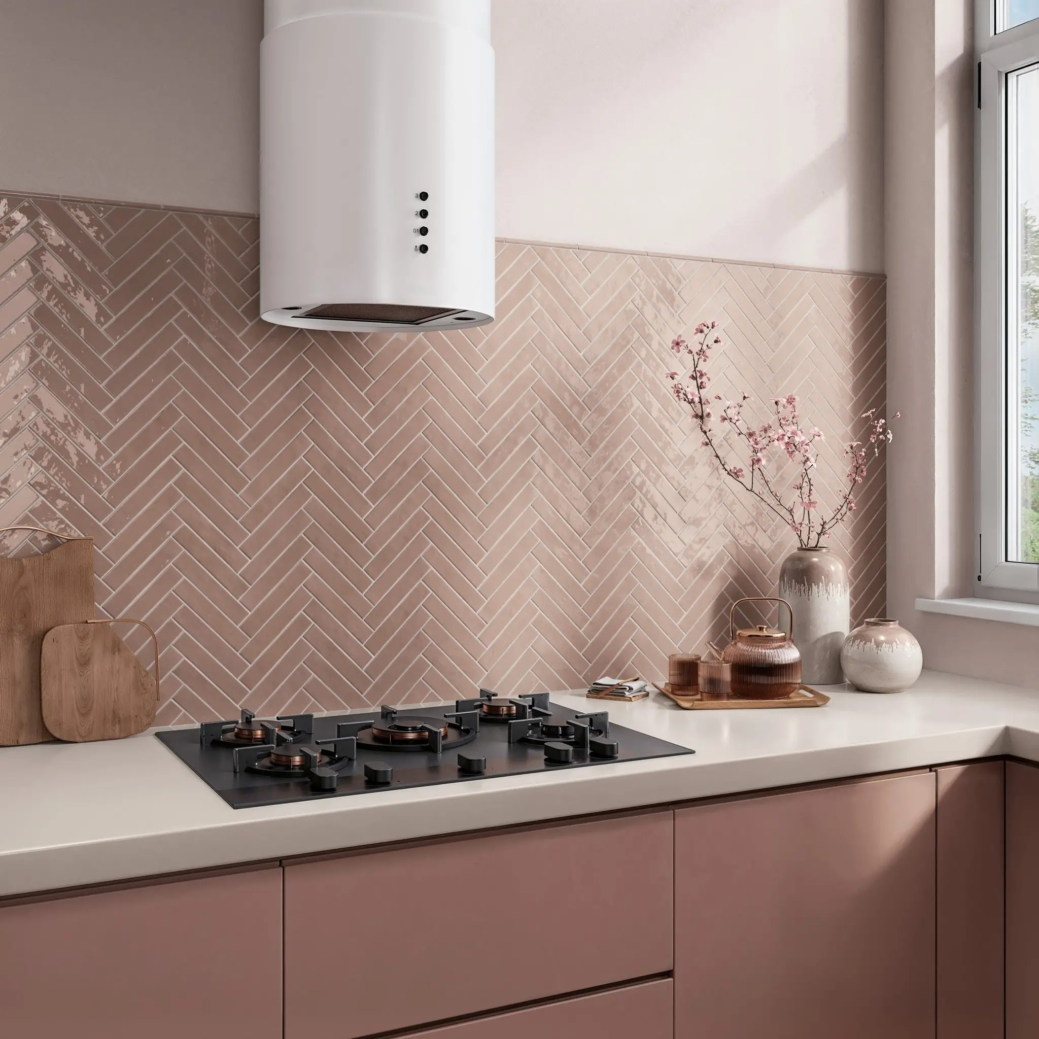 Prima Nova Old Rose visgraat patroon wandtegel keuken