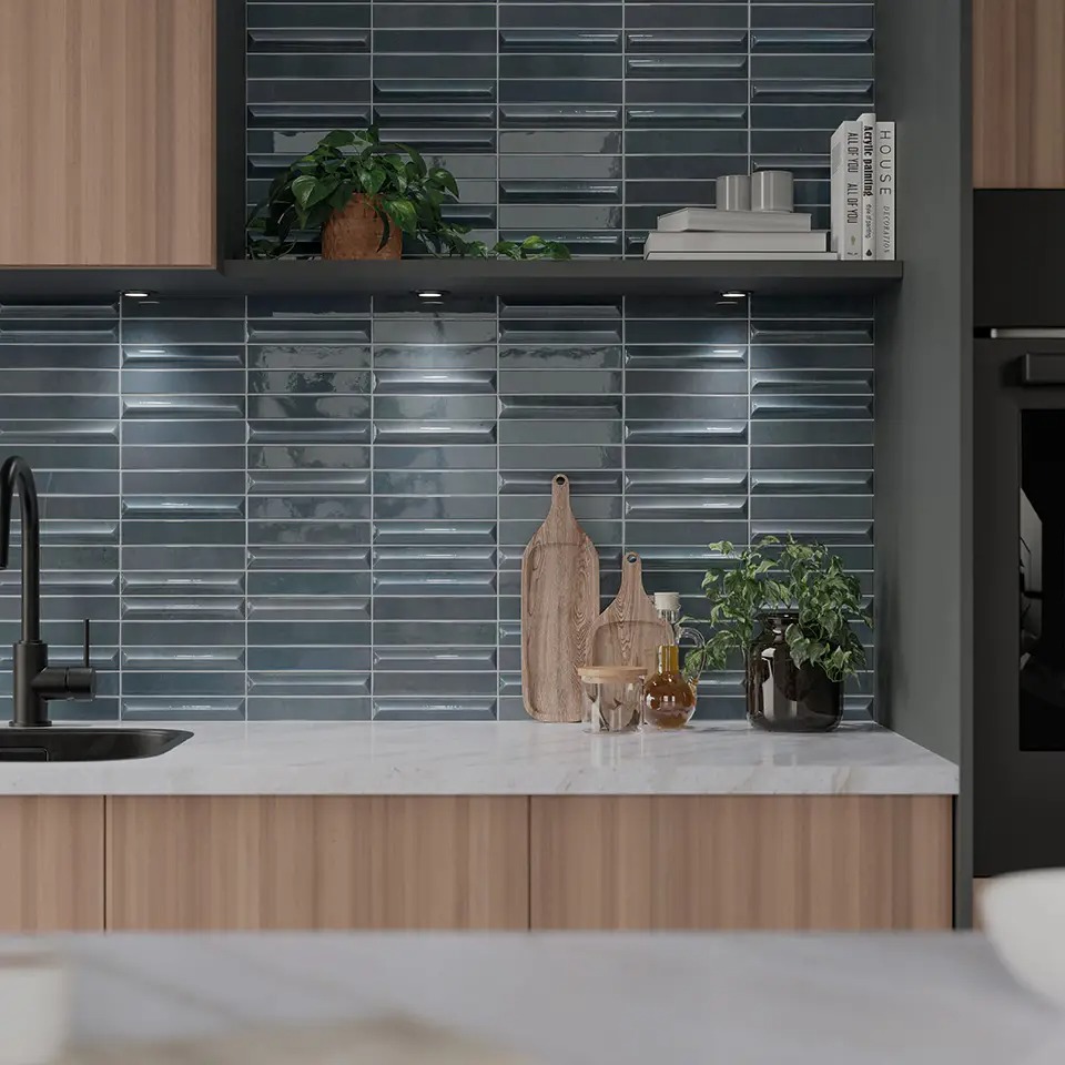 Prima Nova Storm Blue en Decor Storm Blue spatwand keuken wandtegels