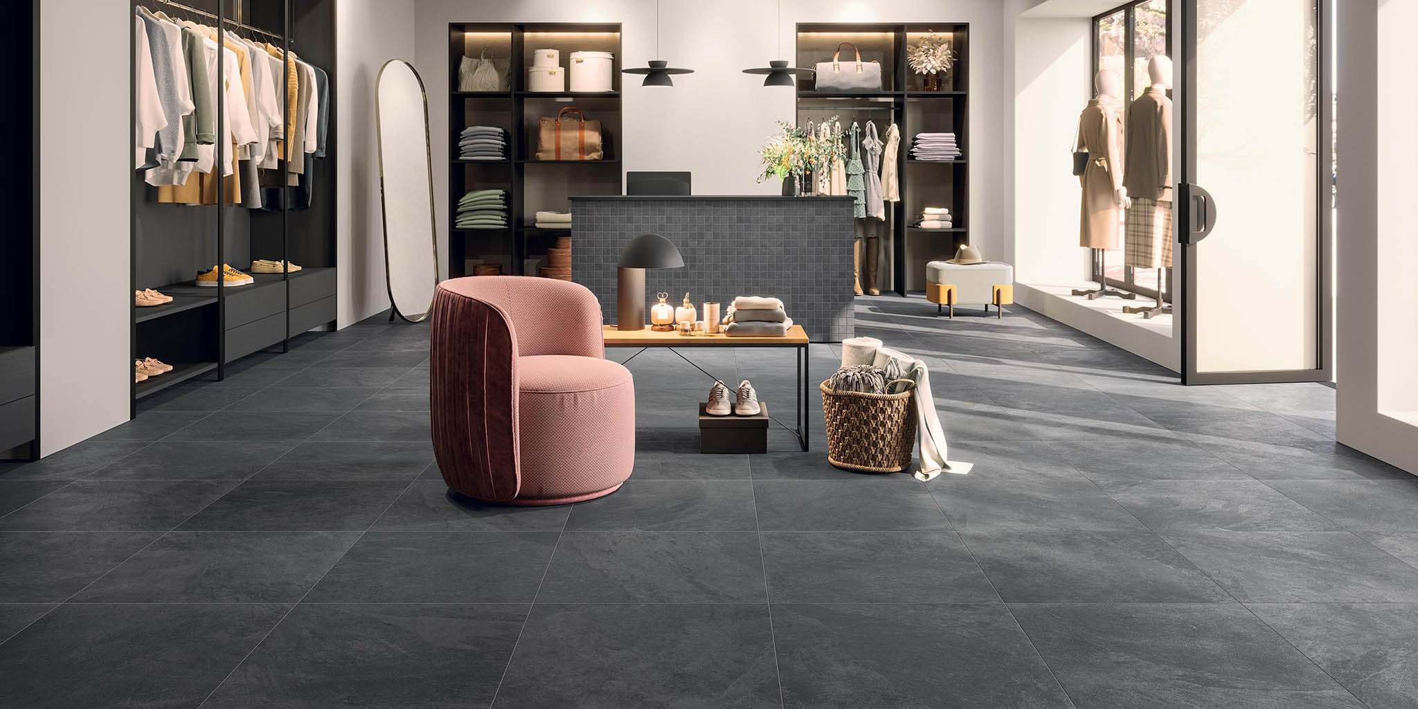 Asara Graphite winkelruimte stonelook