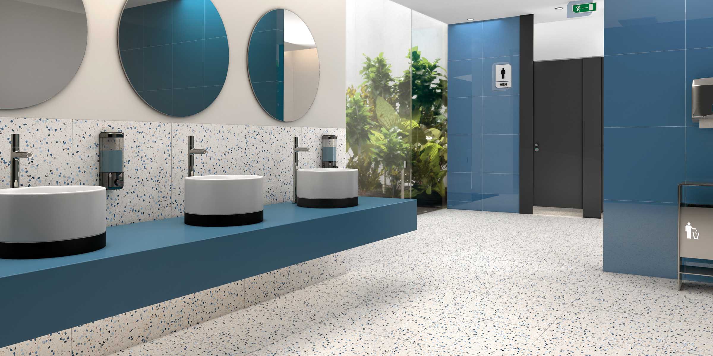 Concept Blue toilet Terrazzolook Keramische Tegel