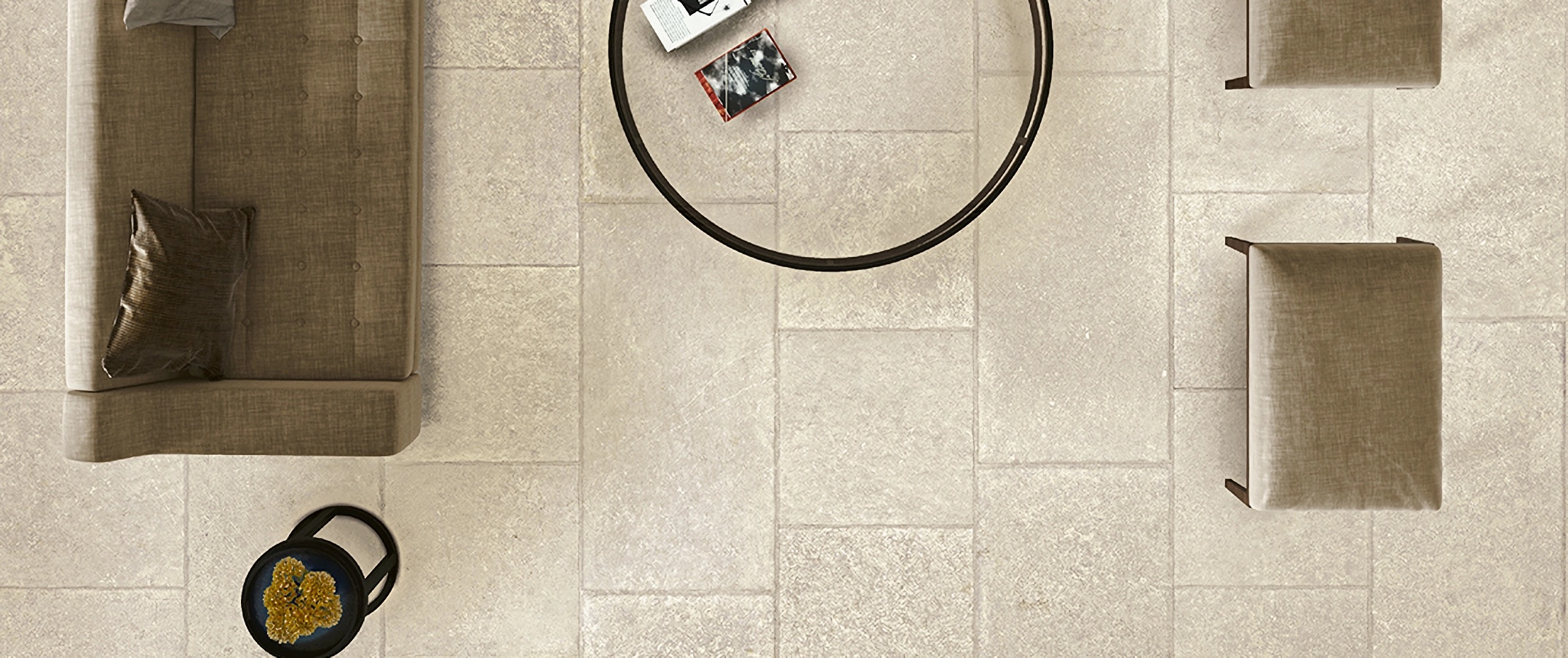 Pagus ecru tumbled Woonkamer keramische stonelook tegel