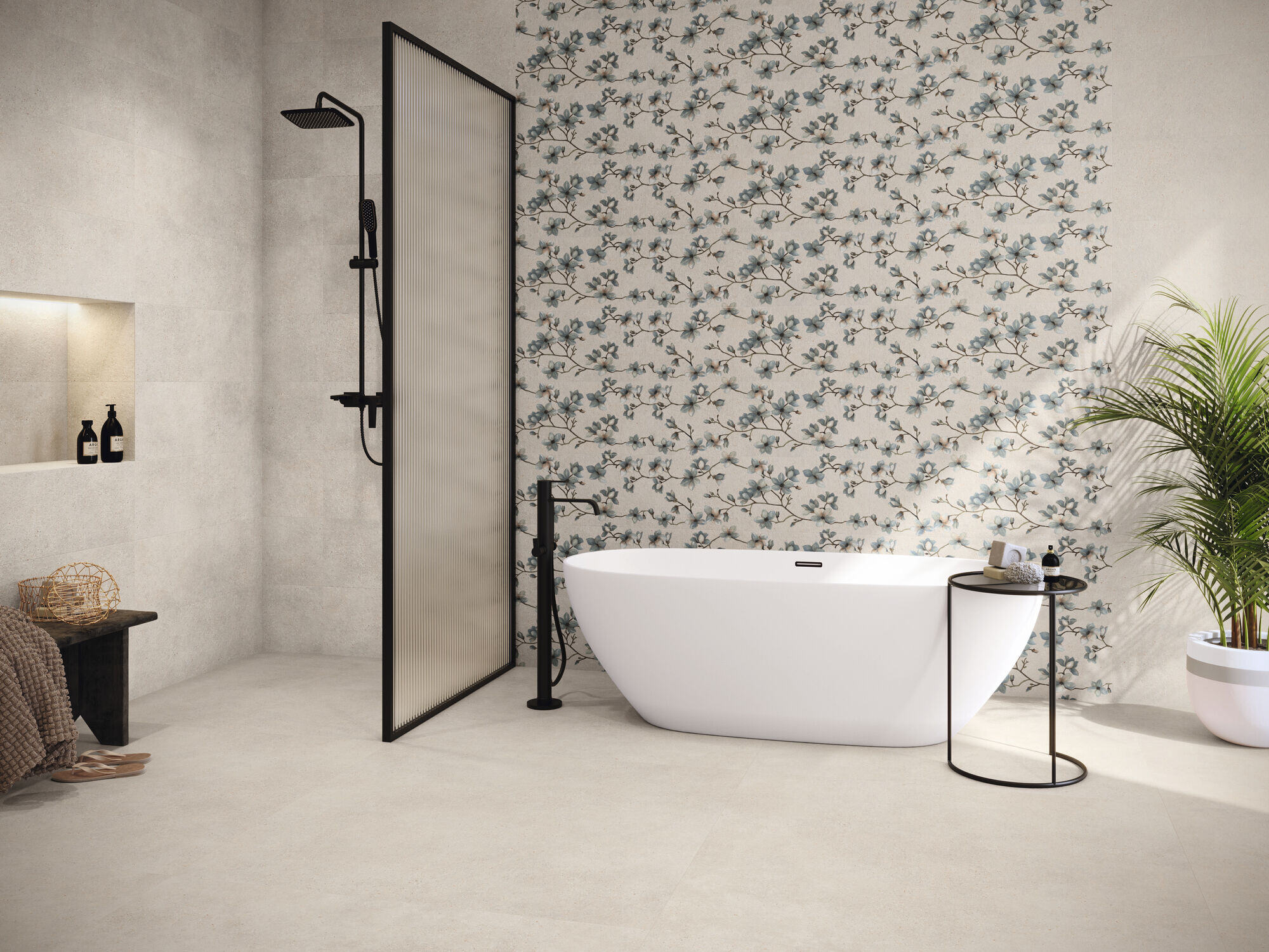 tarmac off white keramische stonelook tegel badkamer