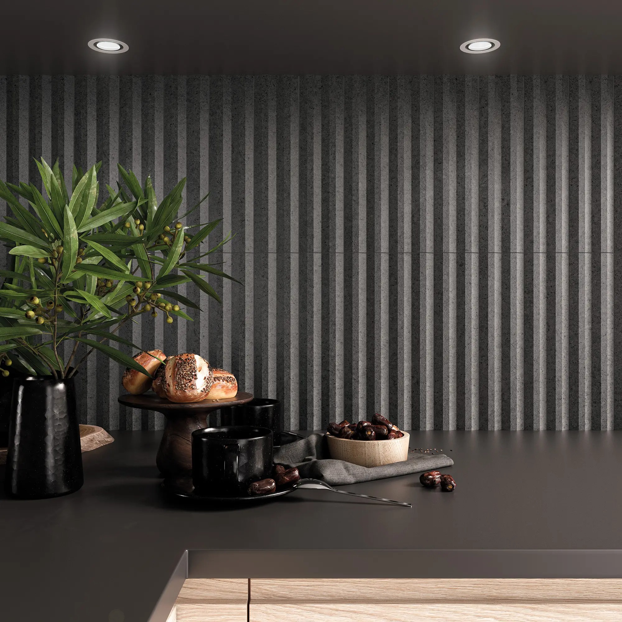 Stripes Graphite Stone Keuken