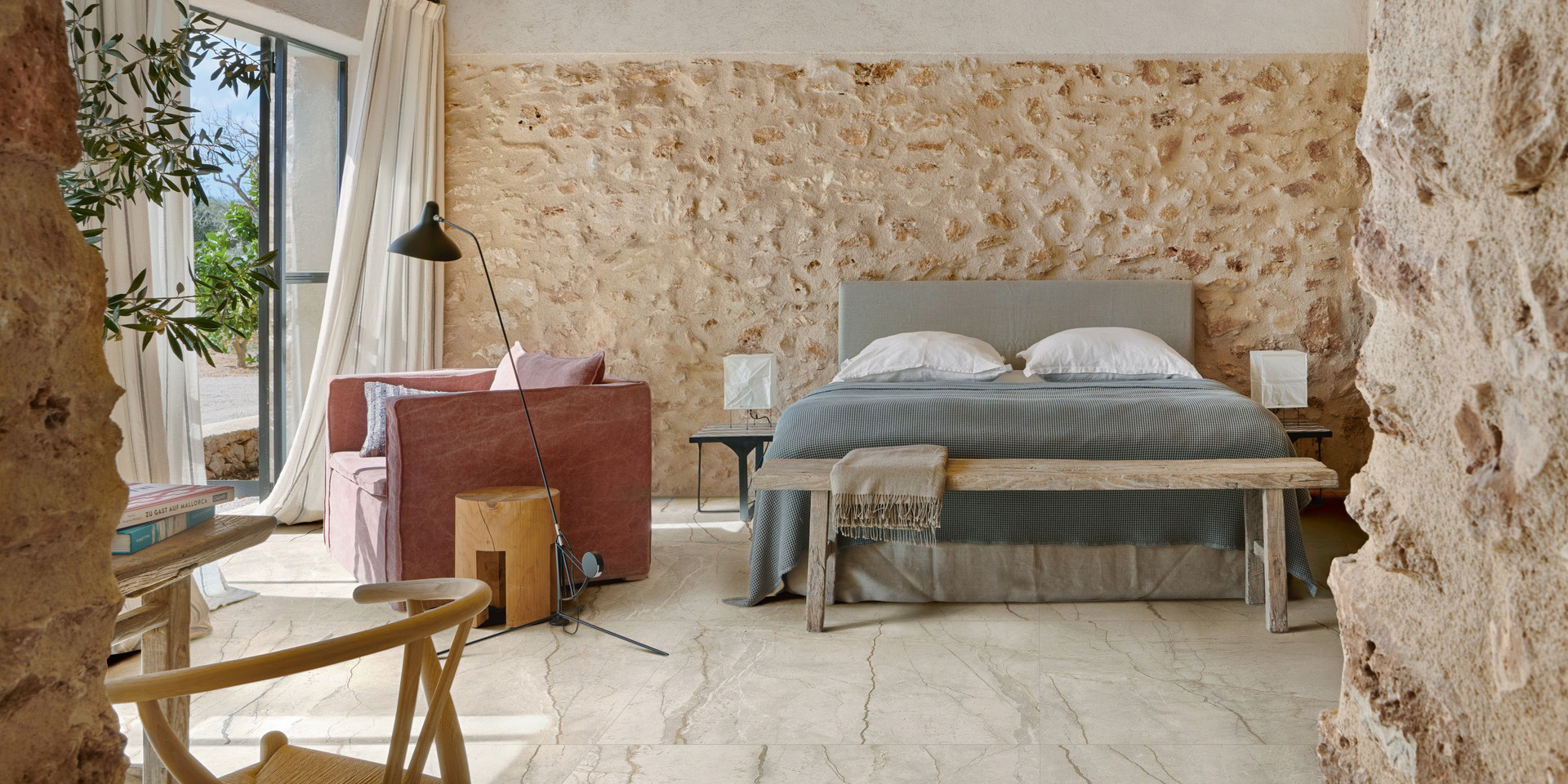 Striscia White Slaapkamer keramische marmerlook tegel