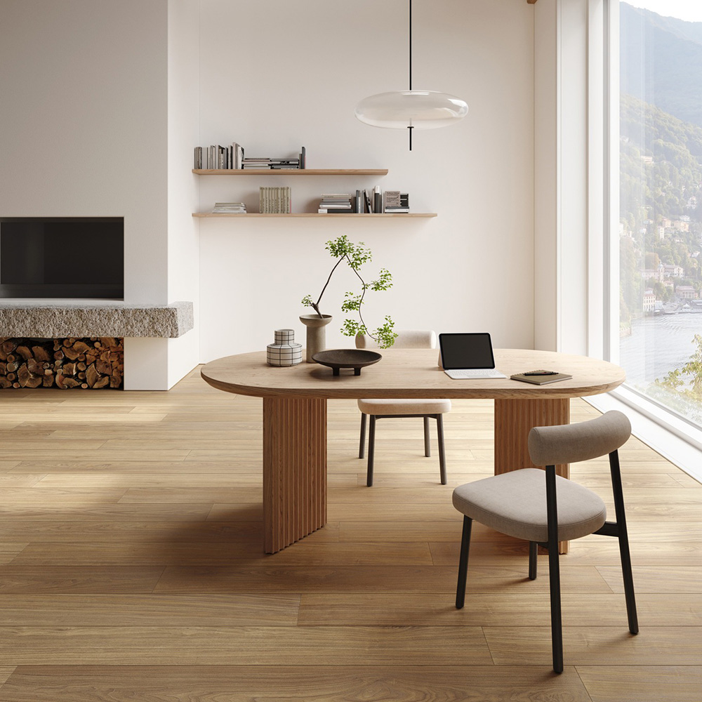 Walnut Natural Eetkamer keramische houtlook tegel